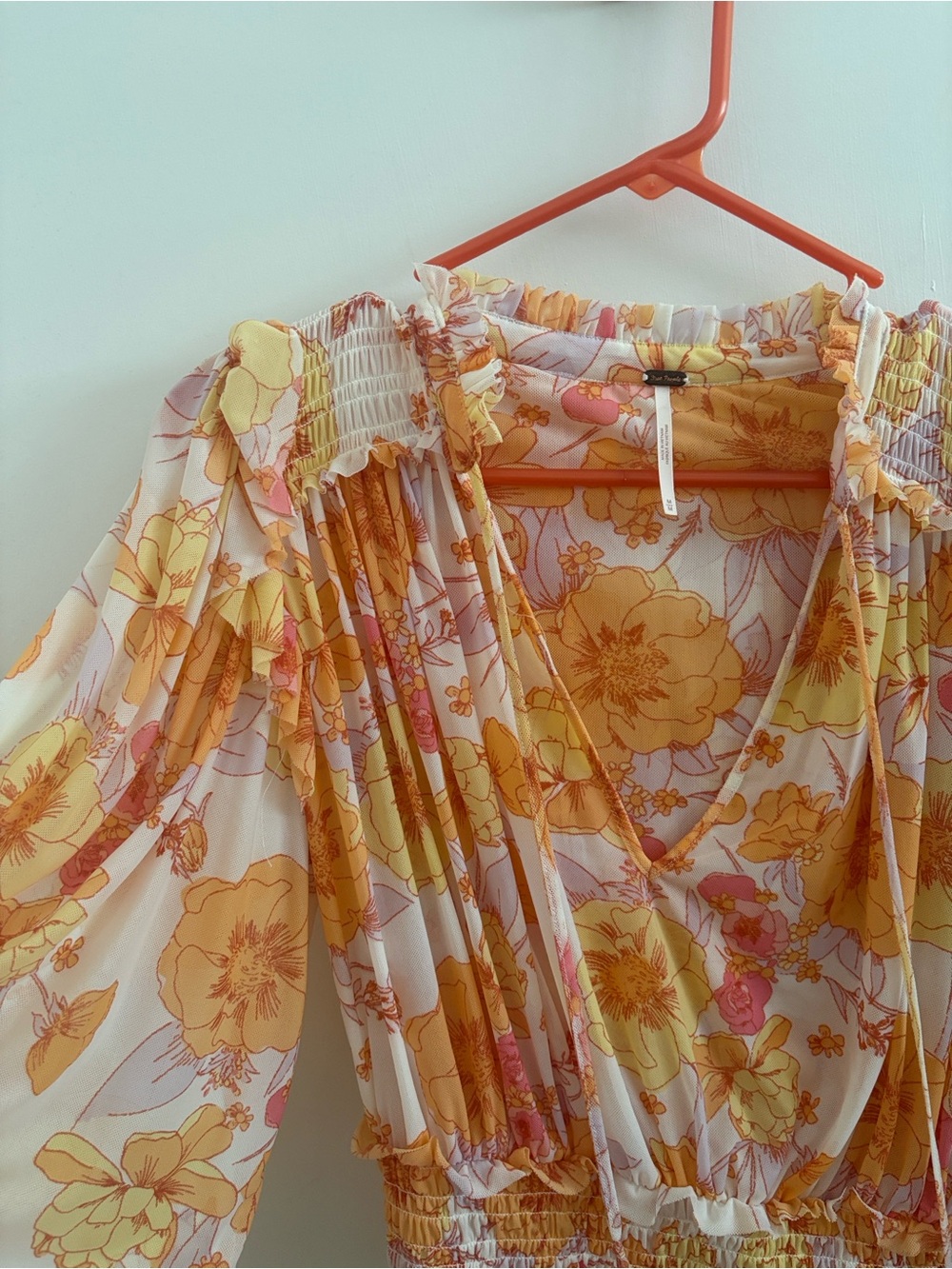 Free People Twilight Ruffle Smocked Hem Light Combo